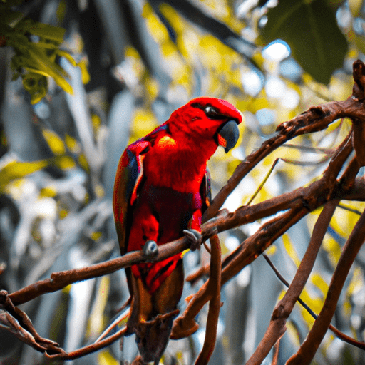 A vibrant parrot perched amidst the dense rainforest, echoing calls of the wild.