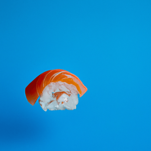 A piece of Sushi, blue background